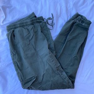green cargo style joggers